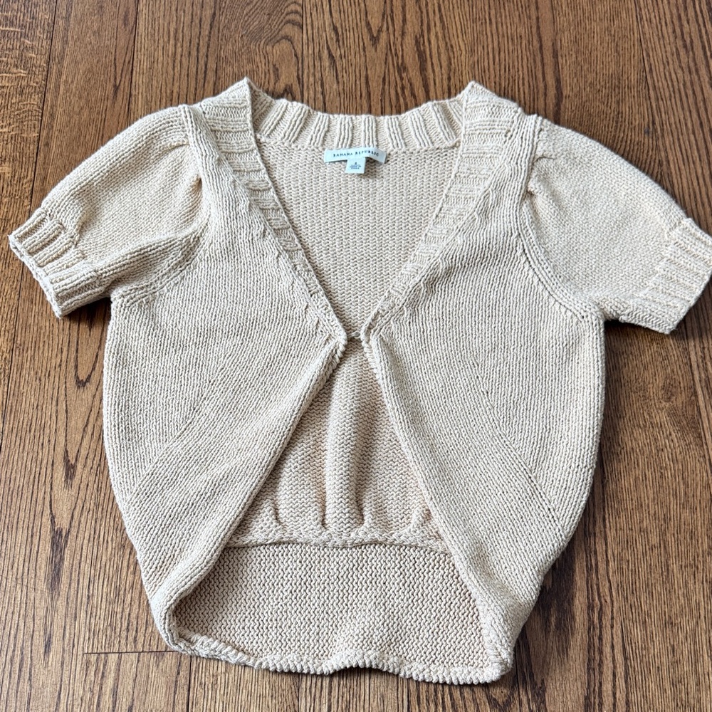 Banana Republic Tan Knit Cropped Sweater